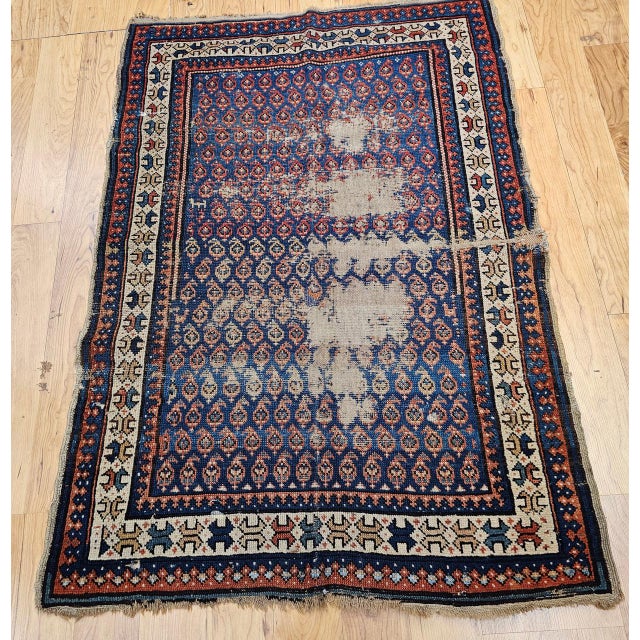 This 19th century Caucasian Shirvan rug from the southern Azerbaijan region is a rare example of tribal artistry at its...