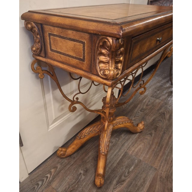 1990s 1990s Maitland -Smith Single Drawer Wine Testing Table With Iron Wine Rack For Sale - Image 5 of 6