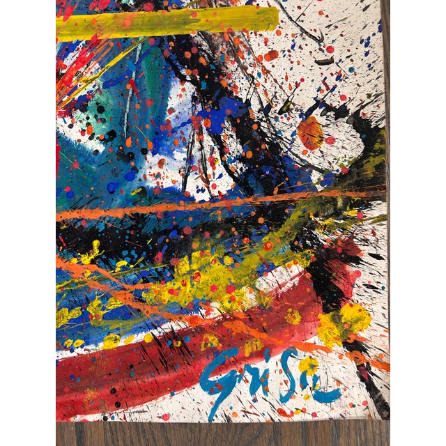 Hendrik Grise Vintage Original Abstract Expressionist Painting on Paper For Sale - Image 4 of 5