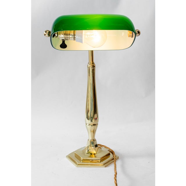 Banker Table Lamp with Glass Shade, Vienna, 1920s For Sale - Image 12 of 18