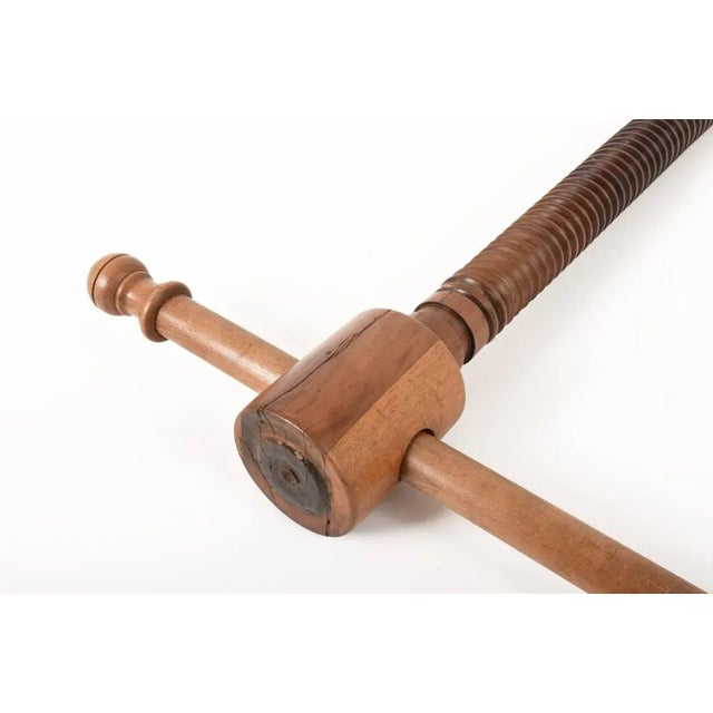Large wooden screw of a wine press, Italy, 1900s. A walnut sculpture. Really nice.
