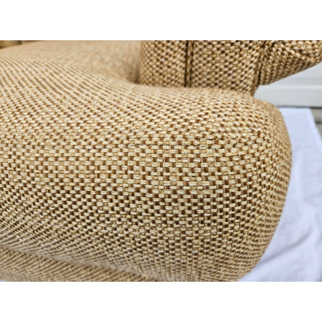 Ethan Allen Tan Rolled Arm Down Filled Loveseat For Sale - Image 15 of 17