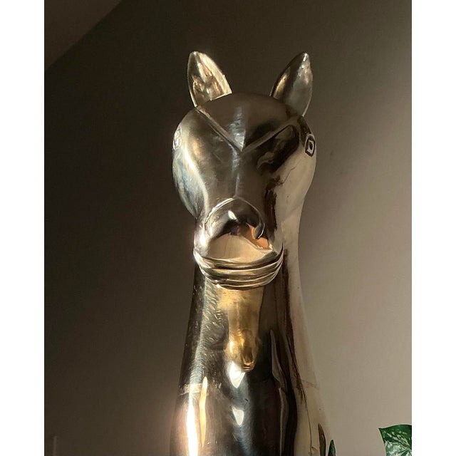 Brass Vintage Regency Polished Brass Horse Sculpture Attributed Maitland Smith, C. 1970s For Sale - Image 8 of 12