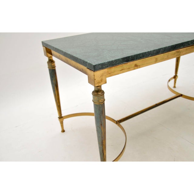 Vintage French Brass and Marble Coffee Table, 1970s For Sale - Image 6 of 8