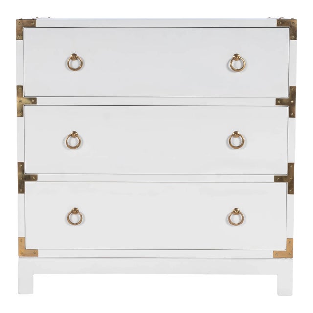 Forster Campaign 3 Drawer Dresser, White For Sale