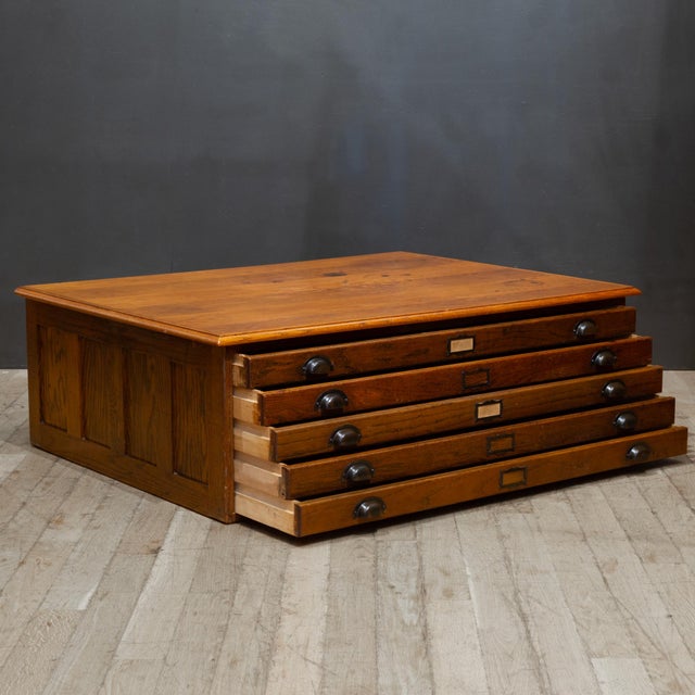 Industrial Early 20th C. Flat File Map Cabinet c.1940 For Sale - Image 3 of 12