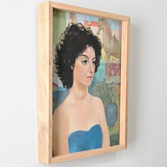 Late 20th Century Late 20th Century Belgian Vintage Framed Portrait by Delescluze For Sale - Image 5 of 9