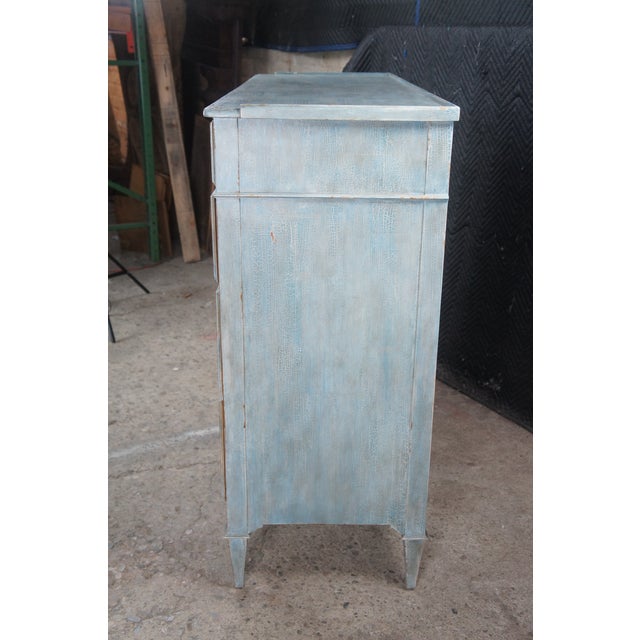 Late 20th Century Woodbridge Furniture Marseille Scrubbed Blue Chest of Drawers Dresser , Attributed For Sale - Image 9 of 12