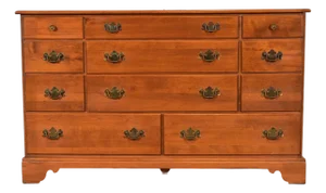Ethan Allen American Colonial Solid Maple Eleven-Drawer Dresser or Chest of Drawers, Circa 1970s