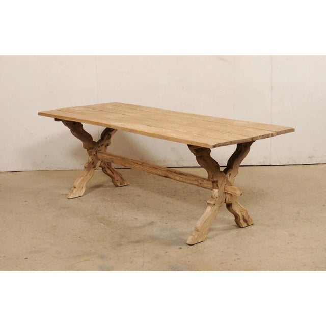19th Century Bleached Oak Table or Desk, France For Sale - Image 4 of 11