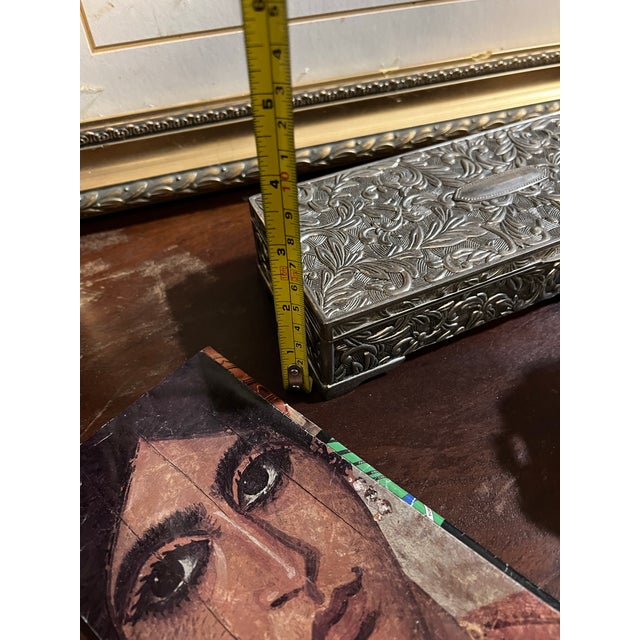 Metal 1970s Vintage Collection of Small Silver Jewelry Boxes With Velvet Lining and Catchall- Set of 4 For Sale - Image 7 of 11