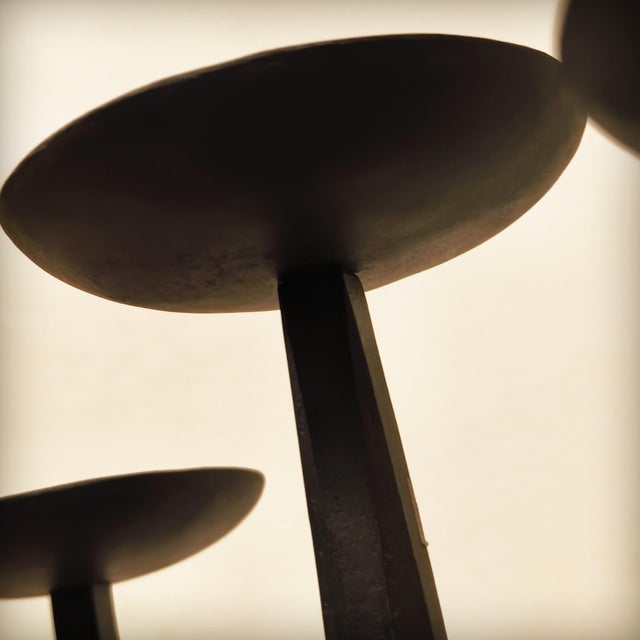 Brutalist Three-Light Chandelier in Hammered Wrought Iron, France, 1960s For Sale - Image 13 of 16