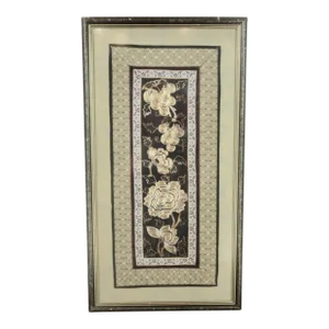 Chinese Textile Panel Flowers and Fruits Circa 1990s