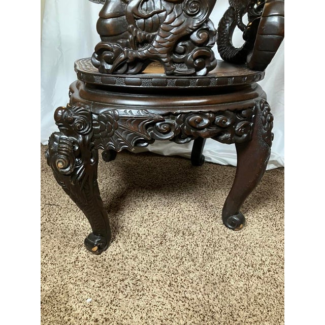 Asian Antique Late 19th Century Antique Hand Carved Chair For Sale - Image 3 of 17