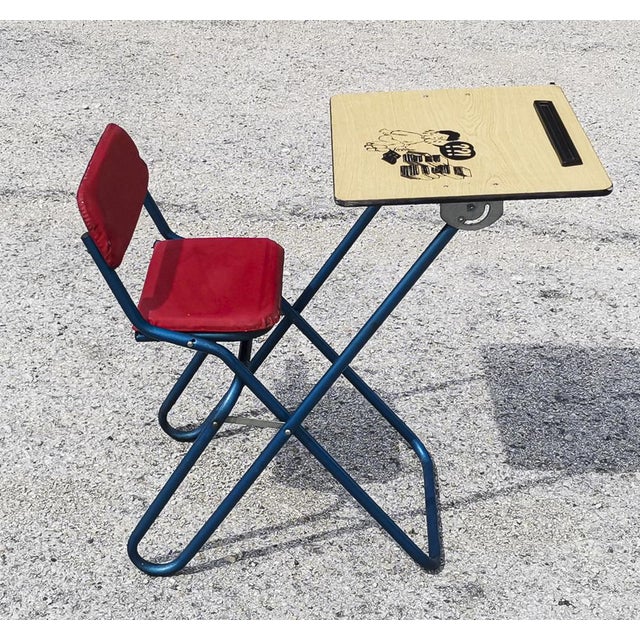 Folding Childrens Desk and Study Chair, Italy, 1970s For Sale - Image 11 of 18