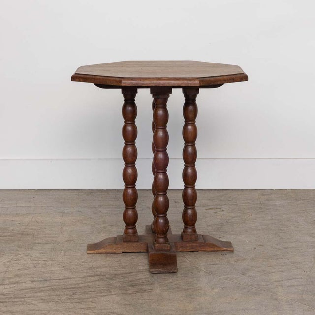 French 1940s French Bobbin Wood Side Table For Sale - Image 3 of 10