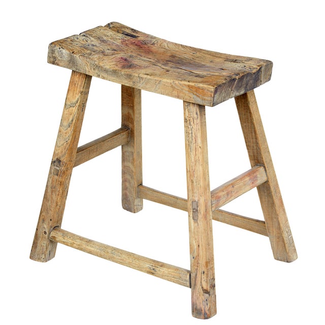 Antique Rustic Chinese Hardwood Stool, 1890 For Sale - Image 6 of 6