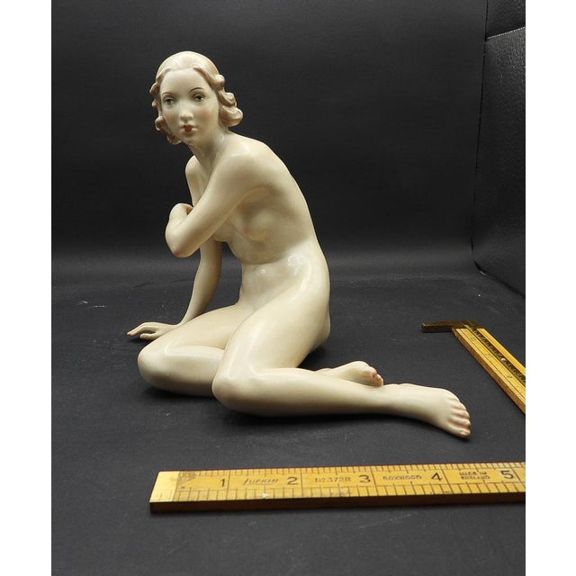 Art Deco Rosenthal Seated Female Nude Figurine 1930s Max Hermann Fritz Sculptor Germany For Sale - Image 3 of 12