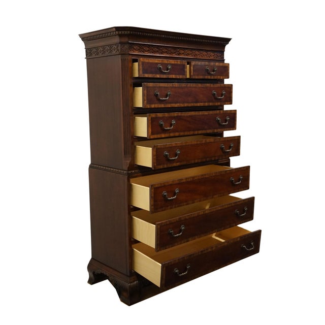 Early 21st Century Universal Furniture Banded Mahogany Biedermeier Traditional Victorian Style 45" Chest on Chest 609150 For Sale - Image 5 of 14