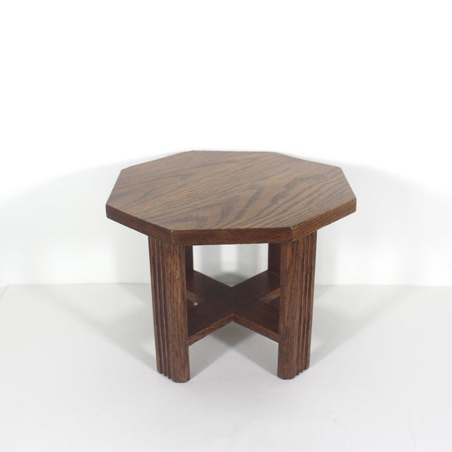 Vintage Oak Wood Octagonal Stool or Plant Stand For Sale - Image 13 of 14