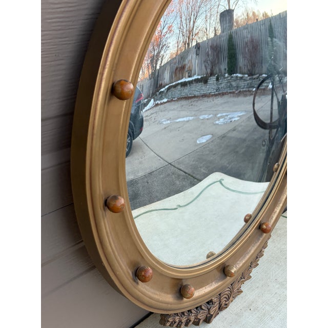 Mid 20th Century American Federal Giltwood Eagle Bullseye Convex Mirror For Sale - Image 9 of 11