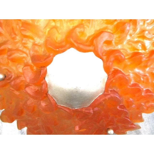 Metal Large Sirmos Orange Fiberglass Resin Sun Design Art Deco Revival Chandelier For Sale - Image 7 of 14