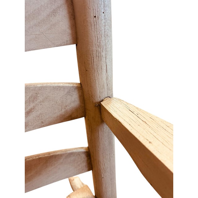 Ecru Late 20th Century Handcrafted Hickory Ladder Back Rocking Chair For Sale - Image 8 of 11