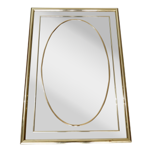 1990’s Hollywood Regency Art Deco Polymer in Brass Finish Mirror