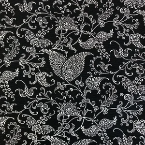 Designer Premier Prints MM Designs Black & White Botanical Floral Leaf Paisley Scroll- Fabric Sample