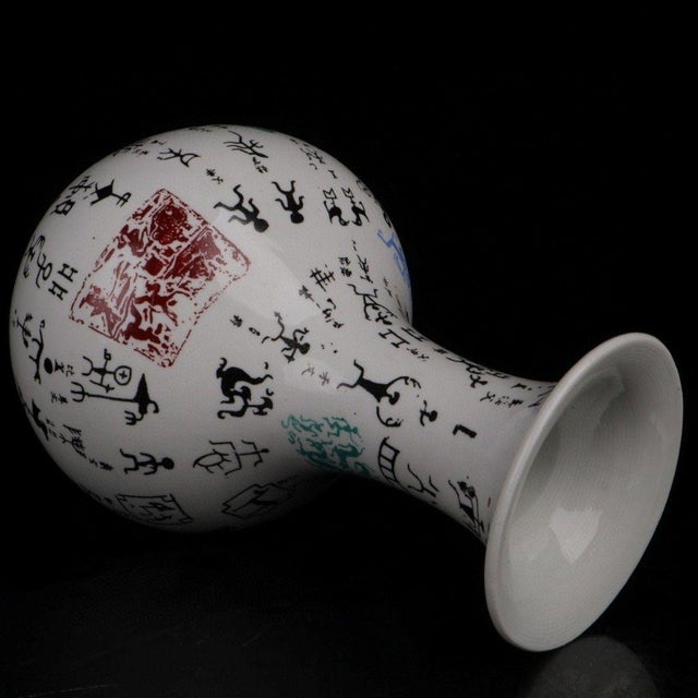 Rose Famille Rose Vase With Ancient Calligraphy, 9" Tall For Sale - Image 8 of 9