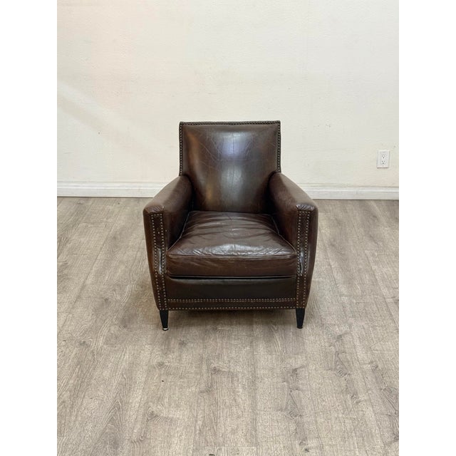 2010s Pair of Restoration Hardware Leather Chairs For Sale - Image 5 of 10