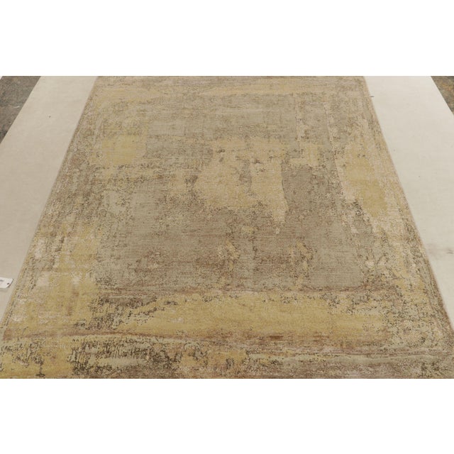 Modern Rug & Kilim’s Modern Rug in Gold, Beige-Brown and Grey Abstract Pattern For Sale - Image 3 of 8
