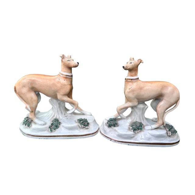 Ceramic 19th Century Staffordshire Greyhounds For Sale - Image 7 of 7
