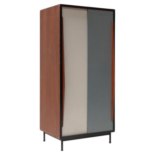 Elegant and highly functional wardrobe cabinet by Van Der Meeren, a fine example of Belgian mid-century modern design....
