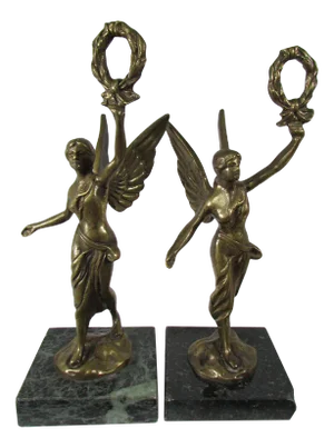 Bronze Statuettes on Marble Bases, Set of 2