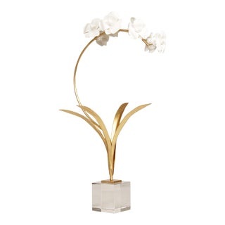 Early 21st Century Chelsea House Contemporary Porcelain & Crystal Orchid Sculpture For Sale