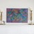 1980s Abstract Cubist Polychrome Cityscape With Purple and Turquoise For Sale - Image 5 of 13