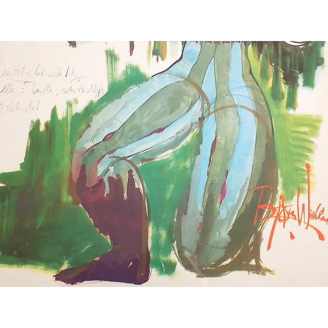 1970s Vintage 20th Century Signed Bjørn Wiinblad Lithograph "The Swineherd's Costume Sketch" For Sale - Image 5 of 8