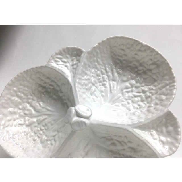 Subtil Portugal Ceramic White Cabbage Design Divided Serving Bowl For Sale - Image 4 of 9