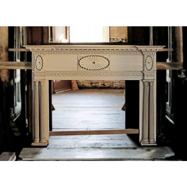 Off-white Antique Federal Mantel - Painted Wood For Sale - Image 8 of 9