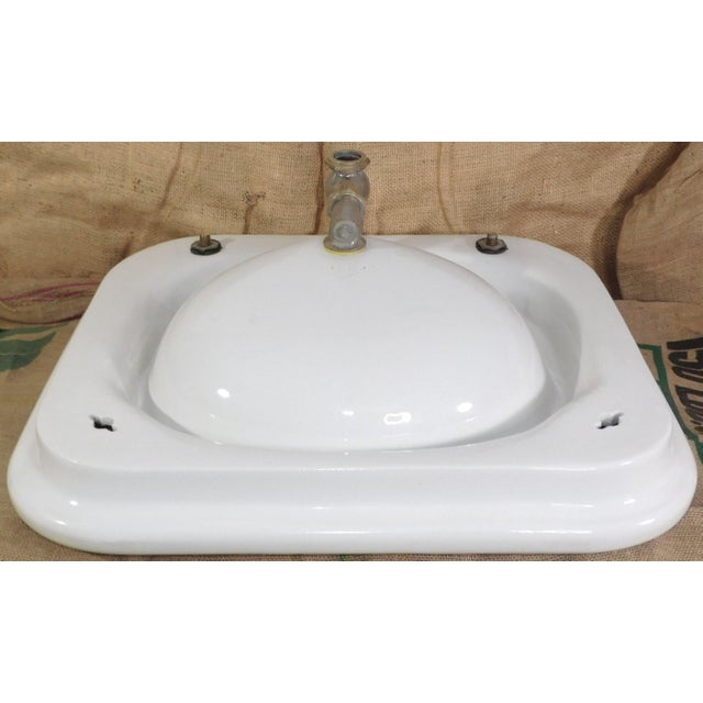 Antique 1908 Thomas Maddock's Son's Co. Vitreous China Console / Top-Mount (Drop-In) Sink For Sale - Image 15 of 17