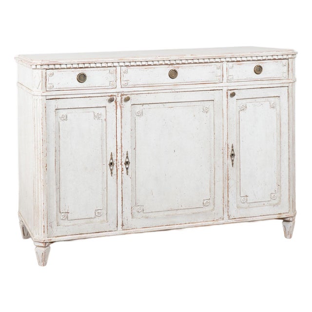 19th Century Swedish Gray Painted Gustavian Pine Sideboard Buffet For Sale