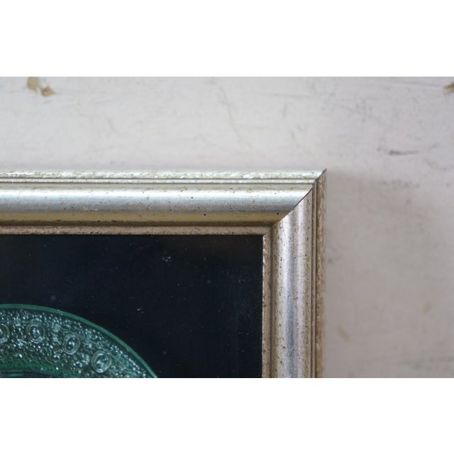 Antique Uranium Depression Glass Fluorescent Snakeskin & Dot Shadowbox Plate For Sale - Image 4 of 8