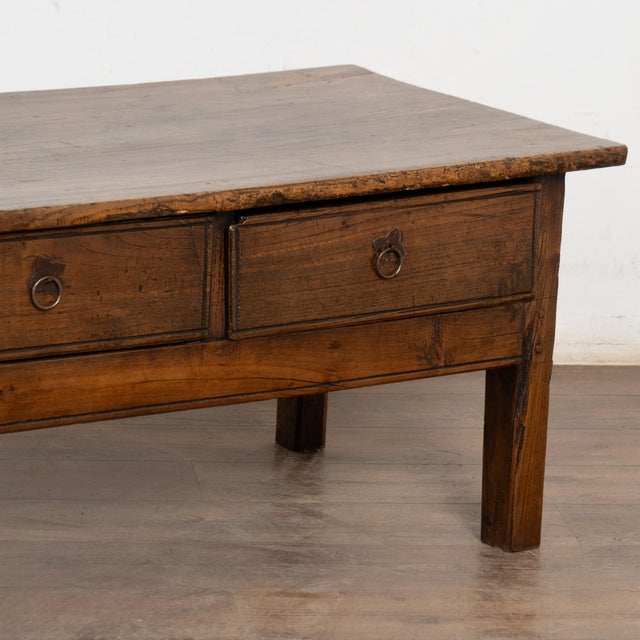 Brown 19th Century French Oak Coffee Table With Three Drawers For Sale - Image 8 of 11