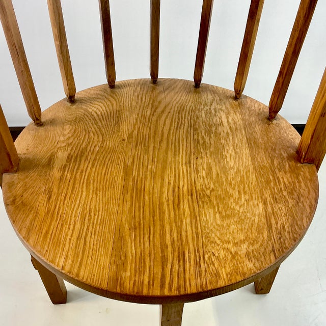 Wood Early 1900s Antique Gustavian Folk Art Rustic European Oak Round Corner Side Chair. For Sale - Image 7 of 18