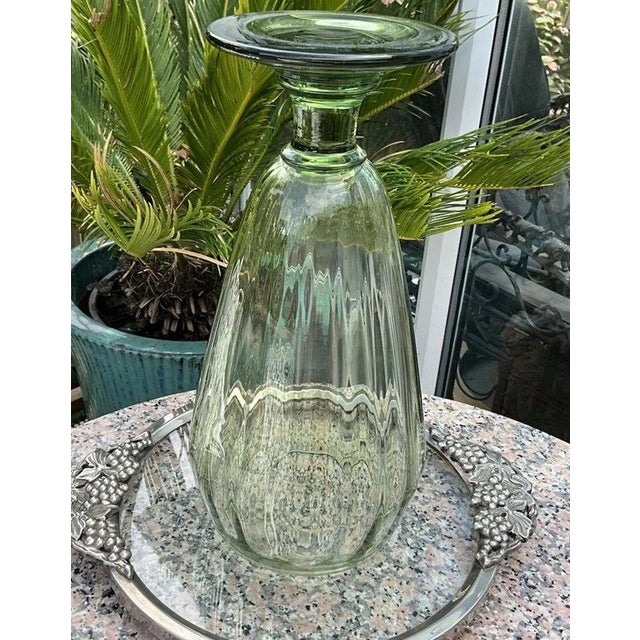 Antique Sea Green Ribbed Footed Vase by James Powell for Whitefriars, 1880s For Sale - Image 9 of 12