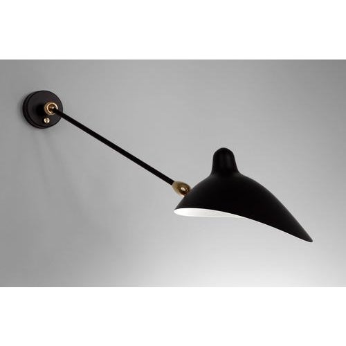 Mid-Century Modern Black One Stright Arm Two Swivels Wall Lamp by Serge Mouille For Sale - Image 3 of 10
