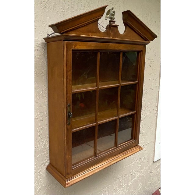 exquisite vintage solid wood display cabinet, beautifully designed with a classic 9-pane glass door and stunning...