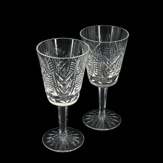Glass Vintage Waterford Crystal “Clare” White Wine Glasses, Goblets - Pair For Sale - Image 7 of 12
