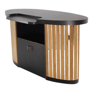 Vintage Mid Century Oval Bar Liquor Cabinet For Sale